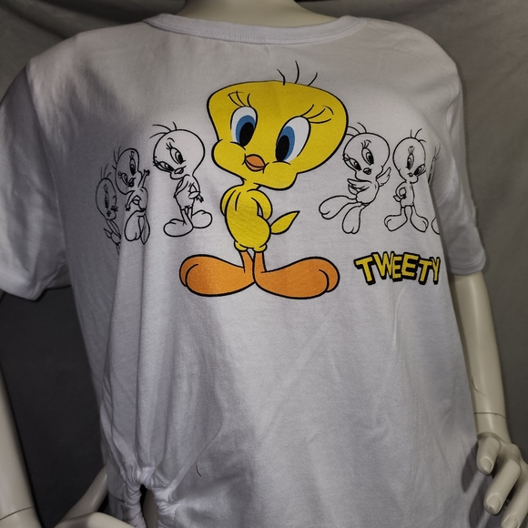 WB Looney tunes tweety bird t-shirt cropped top Ruched Sizes variety - Picture 8 of 9